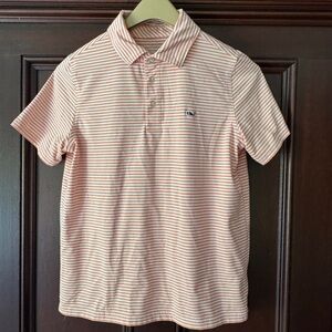 Vineyard Vines Pink and White Striped Polo Shirt